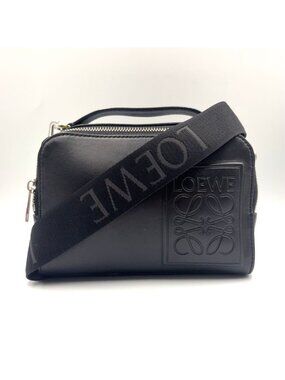 Loewe Anagram Crossbody Leather Black Shoulder Bag Silver